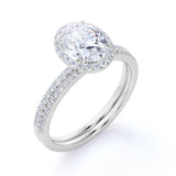 Flawless 1.5 Carat Oval Cut Moissanite and Diamond Wedding Ring Set in 10k Rose Gold Hand Made