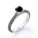 1.35 ct Round Lab Black Diamond Cathedral Engagement Ring