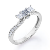 Certified Three Stone 0.50 Ct Princess Lab Diamond Engagement Ring