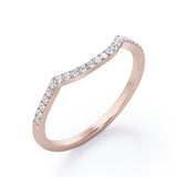 Pave Curved 0.15 TCW Round Half Eternity Wedding Band