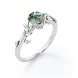 Nature Inspired 1 Ct Round Cut Green Moss Agate Engagement Ring