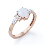 Four Prong Basket Set 1.35 Carat Pear Cut Ethiopian Opal And Diamond Seven Stone Engagement Ring In White Gold
