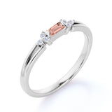 1.25 Carat Baguette Cut East West Setting Morganite and Diamond Engagement Ring in 10k Rose Gold for Women