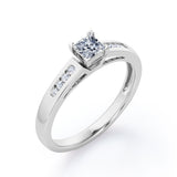 Minimalist 4-Prong Cathedral 0.35 TCW Princess Cut Diamond Mini Flush Pave Engagement Ring in 10K Rose Gold