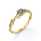 Twig 0.60 Ct Round Salt and Pepper Diamond Engagement Ring