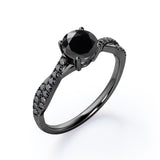 1.45 ct Round Lab Black Diamond Crossover Pave Engagement Ring