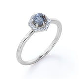 Hexagon 1 Ct Round Salt and Pepper Diamond Engagement Ring