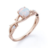 Floral 1.05 Ct Round Cut Lab Created Opal Engagement Ring