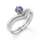 Contour 0.75 Ct Round Salt and Pepper Diamond Wedding Ring Set