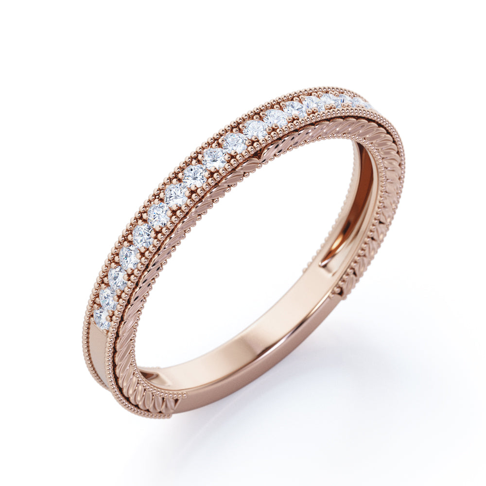 Antique 0.25 carat Round Cut Filigree Wedding Band