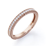 Antique 0.25 carat Round Cut Filigree Wedding Band