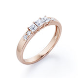 Seven Stone - 0.25 TCW Princess and Round Cut Diamond - Shared Prong Pave Wedding Band in White Gold
