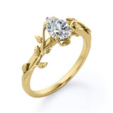 Leaf Style 1 Carat Pear Cut Moissanite Engagement Ring