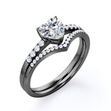 Cherished  0.7 carat Heart Moissanite and Diamond Bridal Ring Set in Rose Gold