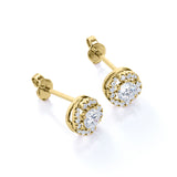 Twisted Scallop 0.43 CT TDW Round Certified Lab Diamond Claw Set Stud Earrings in Rose Gold