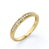 Classic 0.15 TCW Round Brilliant Cut Diamond Pave-Channel Design Wedding Band in 10K Yellow Gold