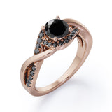 Tensioned Halo Set - 1.25 TCW Round Shaped Lab Created Black Diamond - Semi Pave Infinity Engagement Ring in White Gold