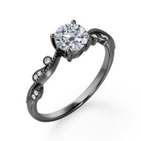 1.25 ct Round Cut Moissanite Milgrain Engagement Ring