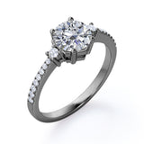 Tapered 1.20 Carat Round Moissanite Engagement Ring