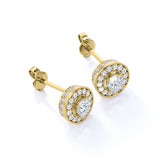 Frame Channel Set 0.53 CT TDW Round Certified Lab Diamond Under Halo Ear Studs in Black Gold