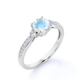 1.25 ct Round Moonstone Antique Engagement Ring