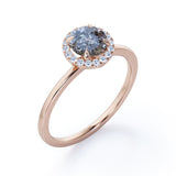 Solitaire 0.75 Ct Round Salt and Pepper Diamond Engagement Ring