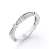 Milgrain Pave 0.15 TCW Round Cut Stackable Ring