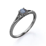 Solitaire 0.50 Ct Round Salt and Pepper Diamond Engagement Ring
