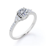 Classic 7 Stone Cluster 1 CT TDW Round Cut Diamond Engagement Ring for Her in Rose Gold
