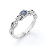Floral 0.50 Ct Round Salt and Pepper Diamond Engagement Ring