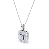 Floating Claw Set 1.50 Carat Princess Cut Certified Moissanite and Diamond Double Halo Single Bail Pendant Necklace in White Gold