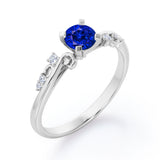 Stylish 1.05 Carat Round Cut Sapphire And Diamond Seven Stone Engagement Ring In Rose Gold