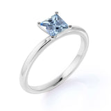 1 Carat Princess cut Aquamarine Solitaire Engagement Ring in White Gold