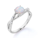 Twisted 1.10 Ct Round Cut Lab Created Opal Engagement Ring