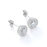 Frame Channel Set 0.53 CT TDW Round Certified Lab Diamond Under Halo Ear Studs in Black Gold