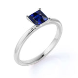 Solitaire 1 Ct Princess Cut Lab Sapphire Engagement Ring