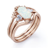 Nature 1.15 Ct Hexagon Cut Lab Created Opal Wedding Ring Set