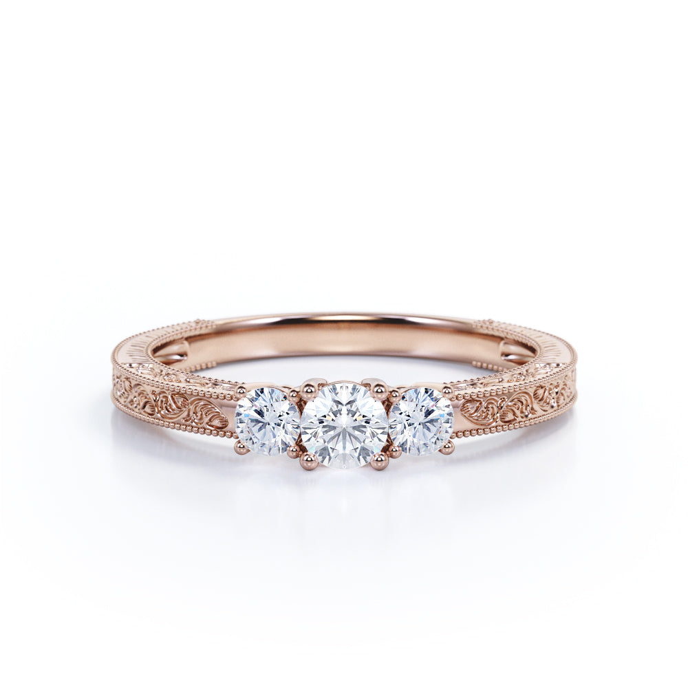 Vintage 0.50 Ct Round Lab Diamond Engagement Ring