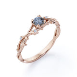 Twig 0.60 Ct Round Salt and Pepper Diamond Engagement Ring