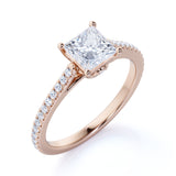 1 Ct Princess Cut Diamond Pave Engagement Ring