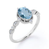 1.25 ct Oval Cut Aquamarine Antique Art Deco Engagement Ring