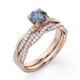 Infinity 0.65 Ct Round Cut Salt and Pepper Diamond Wedding Ring Set