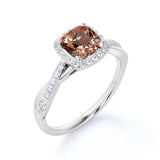 Infinity 1.25 ct Cushion Morganite Halo Engagement Ring