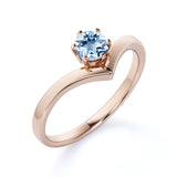 1.25 ct Round Aquamarine Solitaire Tiara Engagement Ring