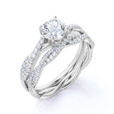 Infinity 1.5 Carat Round Cut Moissanite Wedding Ring Set