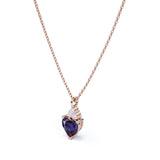 Delicate 1.05 Carat Heart Shaped Lab Created Alexandrite and Diamond Three Prong Pendant Necklace In White Gold For Her