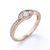 Antique Bezel Three Stone 1.25 CT TDW Round Cut Diamond Channel Set Engagement Ring