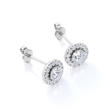 Halo 0.60 CT TDW Round  White Certified Lab Diamond Antique Stud Earrings in White Gold