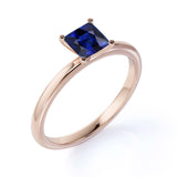 1 Carat Princess cut Sapphire Solitaire Engagement Ring in Rose Gold