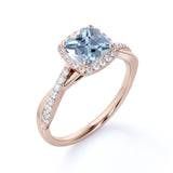 1.25 ct Cushion Aquamarine Infinity Halo Engagement Ring